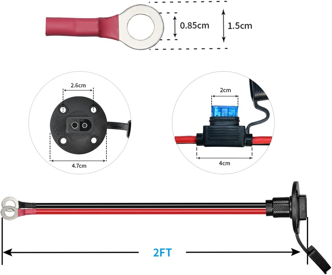 SAE to DIY Adapter Extension Cable with Fuse 14awg