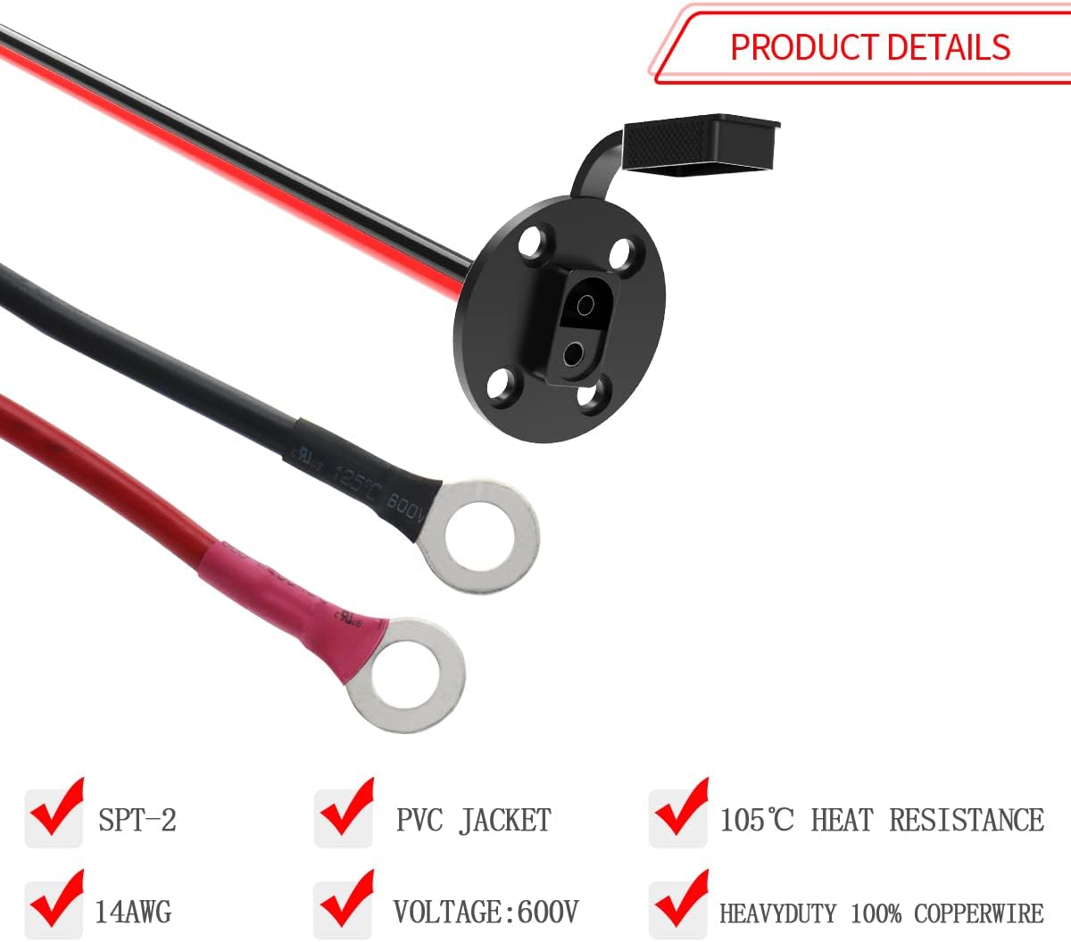 SAE to DIY Adapter Extension Cable with Fuse 14awg