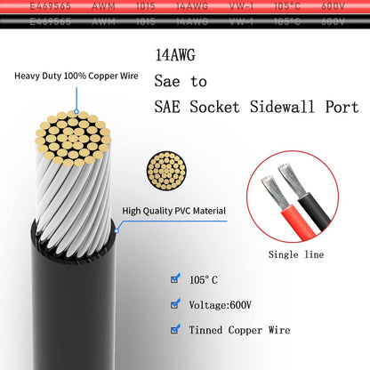 SAE to DIY Adapter Extension Cable with Fuse 14awg