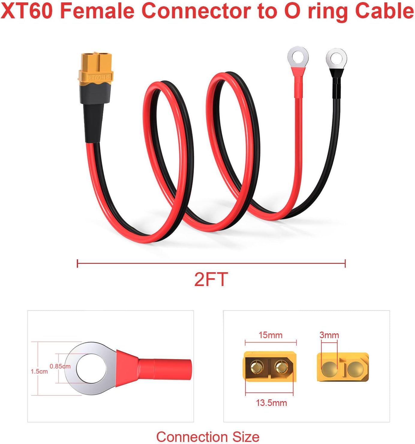 XT60 Female to O Ring Terminal Adapter Extension Cable
